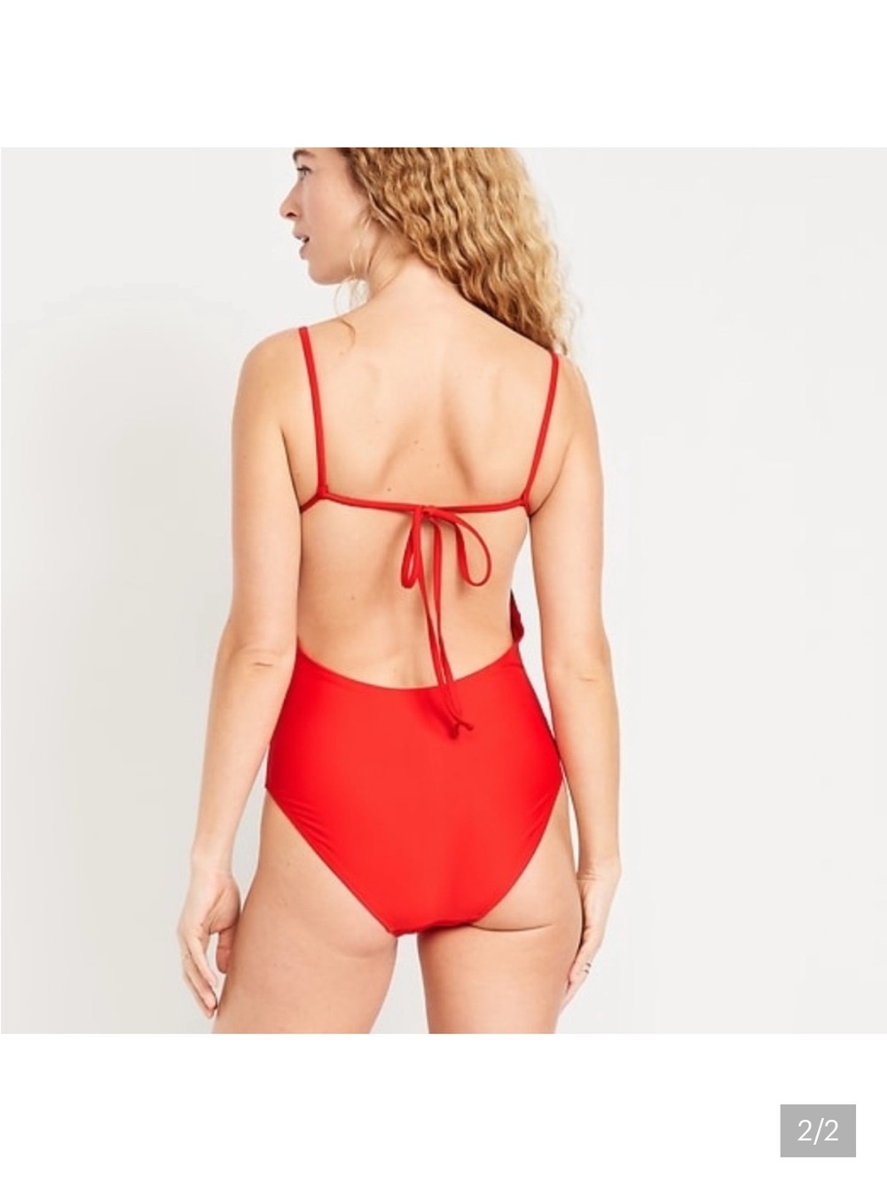 Old Navy Bright Red Tie-Back One-Piece Swimsuit